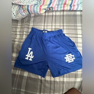 Eric Emanuel mesh men’s basketball blue shorts